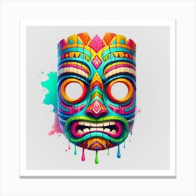 Watercolor Festival Tiki Mask 6 Canvas Print