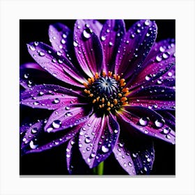 Purple Flower With Water Droplets 9 Canvas Print