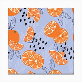 Orange Pattern On Pale Purple Square Canvas Print