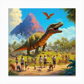 Dinosaurs In The Park 2 Canvas Print