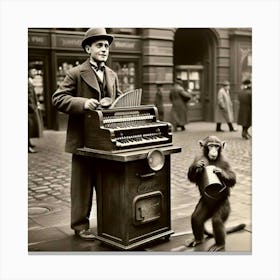 Monkey And A Piano 1 Canvas Print