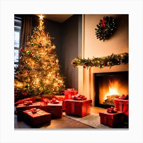 Christmas Tree In The Living Room 6 Canvas Print