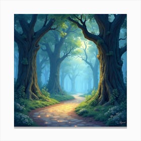 Mystical Grove With Sparkling Magical Dust, Watercolor 1 Canvas Print