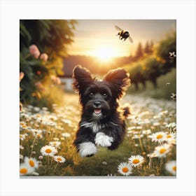 Bees And Daisies Canvas Print