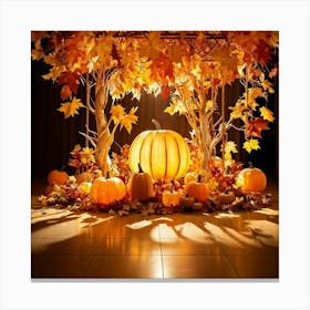 Autumn Themed Generative Light Decor Captures The Essence Of Thanksgiving Manipulations Of Holiday (5) Canvas Print