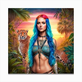 Woman In The Jungle Canvas Print