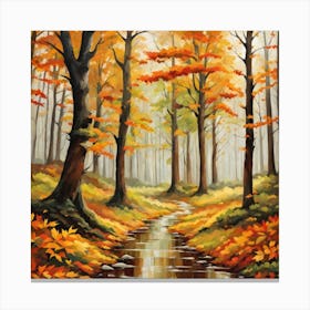 Forest In Autumn In Minimalist Style Square Composition 155 Canvas Print