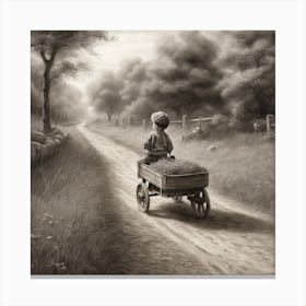 Boy In A Wagon Canvas Print