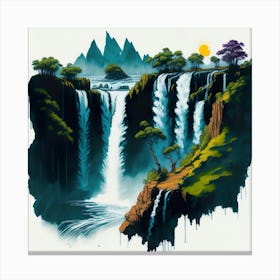 Colored Falls Ink Painting (126) Canvas Print
