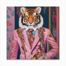 Tiger In Pink Suit Canvas Print