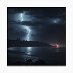 Lightning Over The Ocean Canvas Print