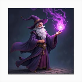 A Wizard Casting A Spell With Glowing Purple Energy 1 Canvas Print