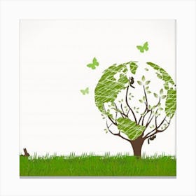 Earth Tree With Butterflies Canvas Print