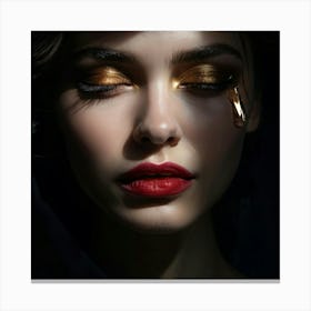 Single Tear Glistening With A Sweet Essence Contrasting Against A Dark Velvety Backdrop 3d Hyper Canvas Print