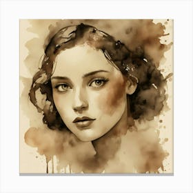 Watercolor Portrait Of A Woman 6 Canvas Print