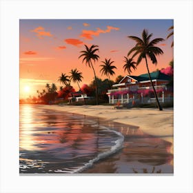 Sunset On The Beach Canvas Print