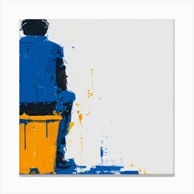 Man Sitting On A Trash Can Canvas Print