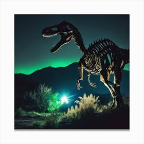 Dinosaur At Night Canvas Print