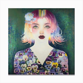 Girl With Flowers 2 Canvas Print