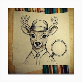 Deer With Magnifying Glass 6 Canvas Print