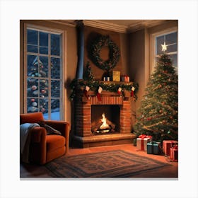 Christmas Tree In The Living Room 16 Canvas Print