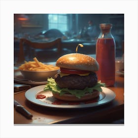 Burger And Fries 24 Canvas Print