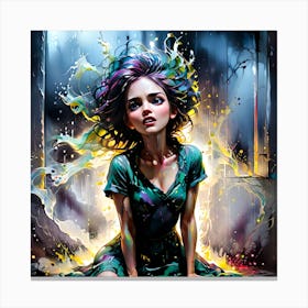 Girl In The Rain Canvas Print