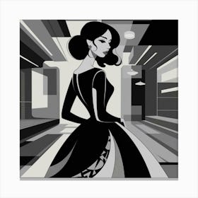 Woman In Black Dress Canvas Print