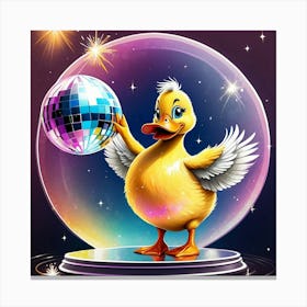 Duck With Disco Ball Canvas Print