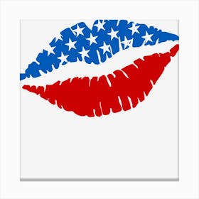 Kiss Lips Us Flag Canvas Print