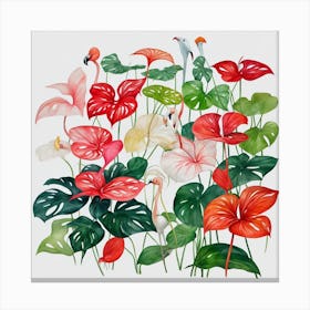 Tropical Flamingos Canvas Print