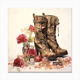 Boots And Roses 3 Canvas Print