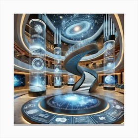 A Futuristic Atrium On A Luxury Cruise Ship With H Canvas Print