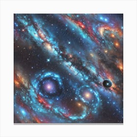 Overhead View Of A Blue Galaxy Floating Through Space Canvas Print
