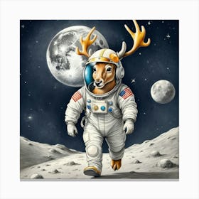 Deer In Space Canvas Print