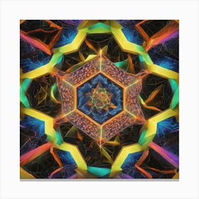 Octagonal Fractal Patternradiant Multicolour Luminousneon By Jacob Lawrence And Francis Picab 874331878 (1) Canvas Print