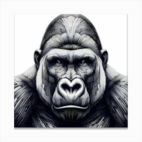 Gorilla Head - Abstract Line Art Illustration 60 Canvas Print