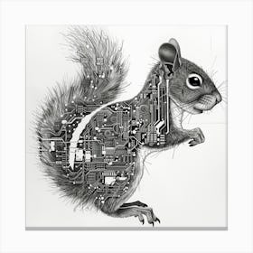 Squirrel On A Circuit Board Canvas Print