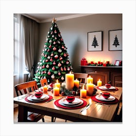 Christmas Decorations On Table In Living Room (35) Canvas Print
