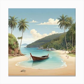 Phuket Thailand Flat Illustration 3 Art Print 3 Canvas Print