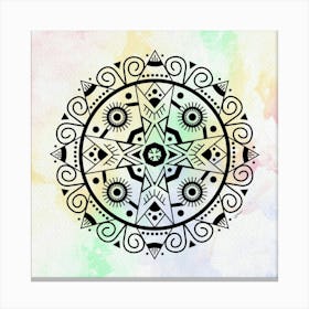 Mandala on Watercolor Background Canvas Print