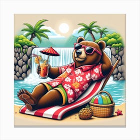 Bear At The Beach Canvas Print