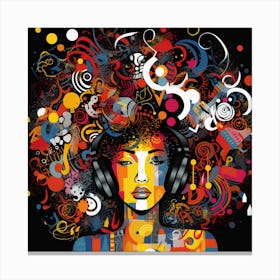 Woman With Headphones Canvas Print