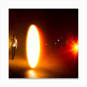 Girl Walking In The Dark Canvas Print