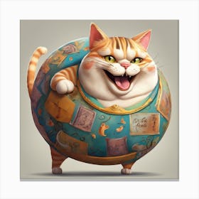 Cat On A Globe Canvas Print