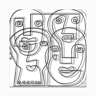 Faces 3 Square Canvas Print