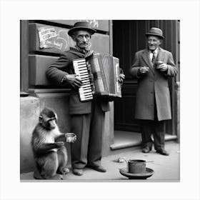 Monkey And An Accordion 2 Canvas Print