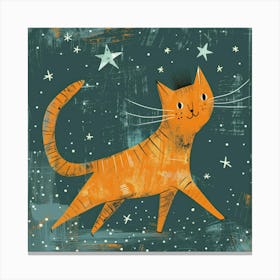 Orange Cat In The Stars Canvas Print