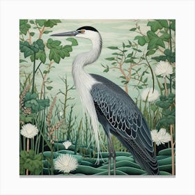 Ohara Koson Inspired Bird Painting Great Blue Heron 2 Square Canvas Print