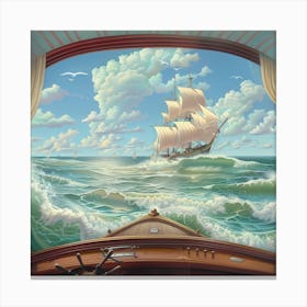 Ship In The Sea Canvas Print